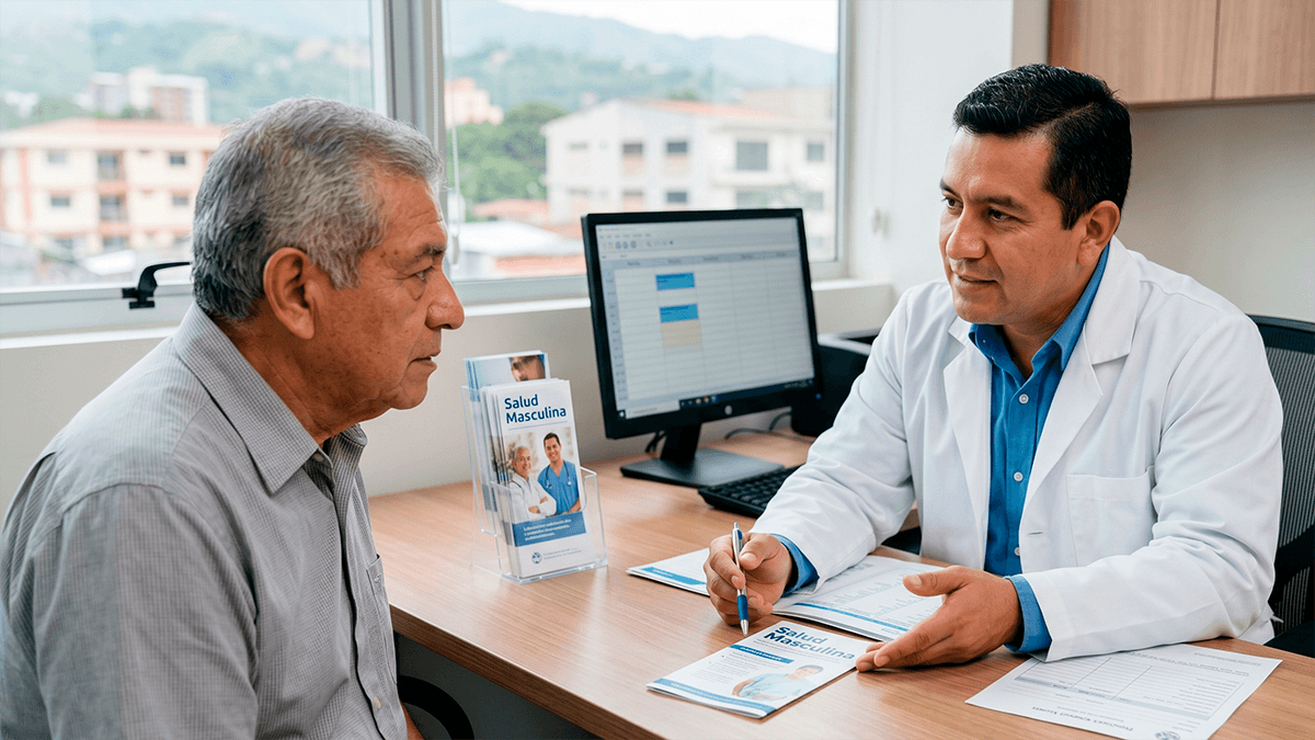 Consulta médica preventiva enfocada en la salud del hombre